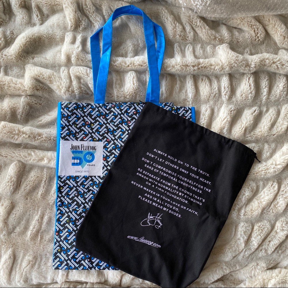 GIFTED TO A POSHER! John Fluevog dust bag & small shopping bag
